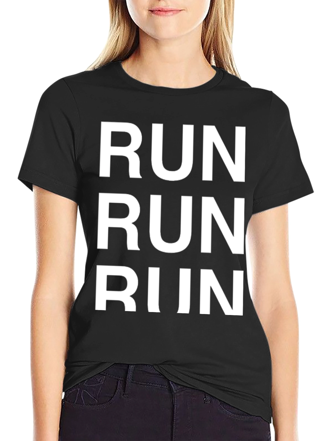 Run Graphic Tee - Black Cotton T-Shirt