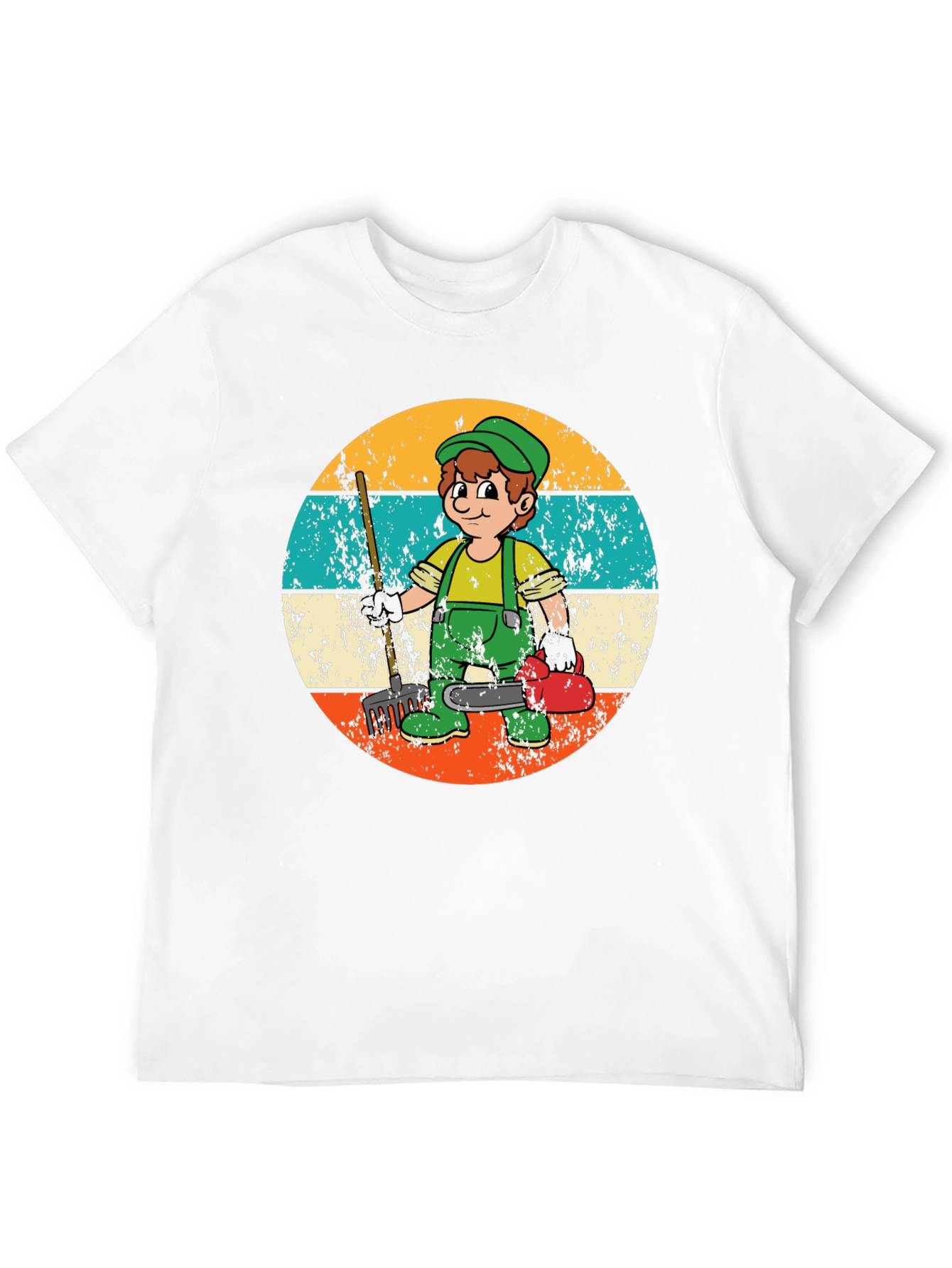 Gardener Cartoon Graphic T-Shirt Retro Style