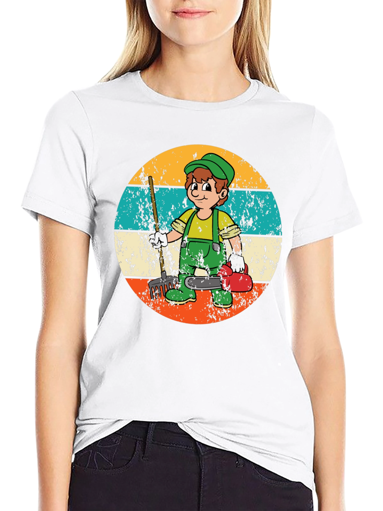 Gardener Cartoon Graphic T-Shirt Retro Style