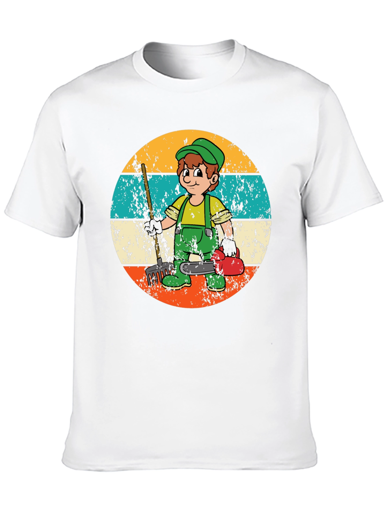 Gardener Cartoon Graphic T-Shirt Retro Style
