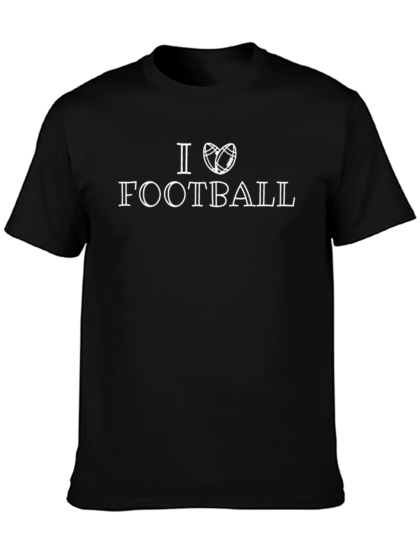 I Love Football Graphic Tee - Black Cotton T-Shirt