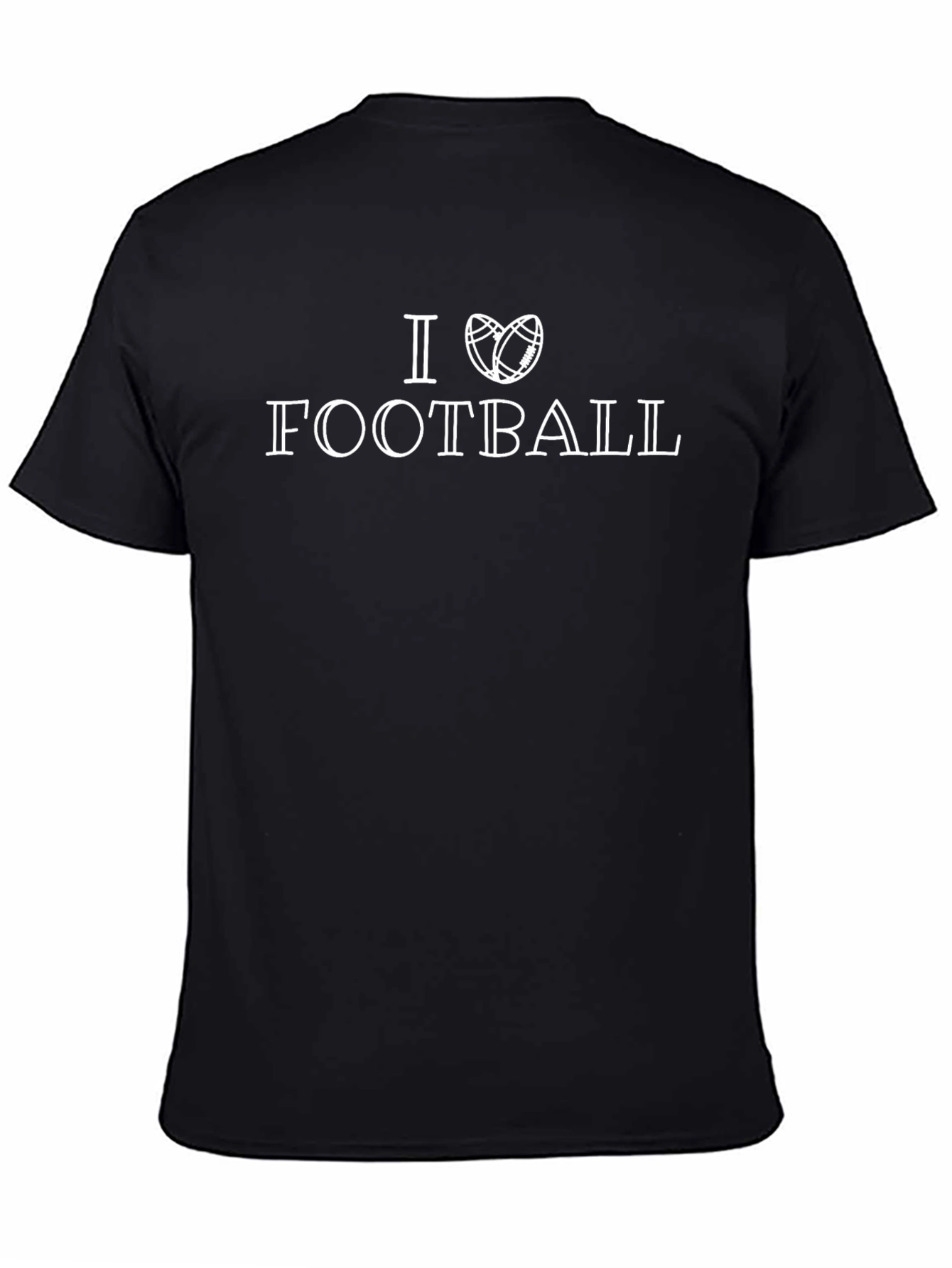 I Love Football Graphic Tee - Black Cotton T-Shirt
