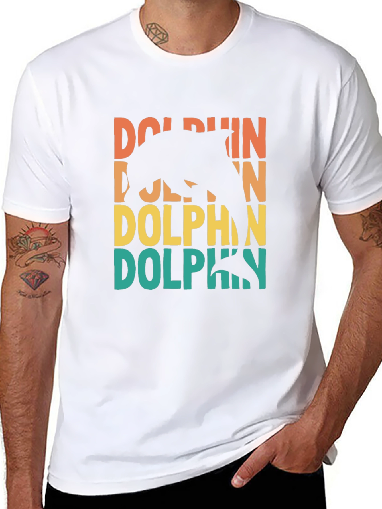Retro Dolphin Graphic Tee - Black