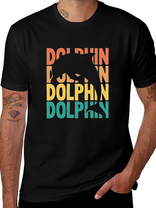 Retro Dolphin Graphic Tee - Black