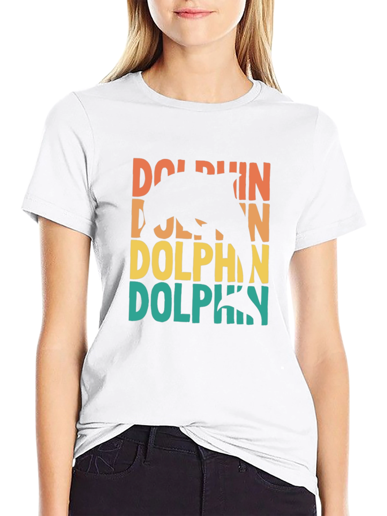 Retro Dolphin Graphic Tee - Black
