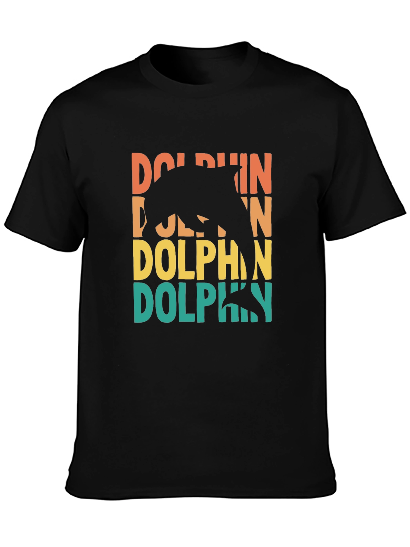 Retro Dolphin Graphic Tee - Black