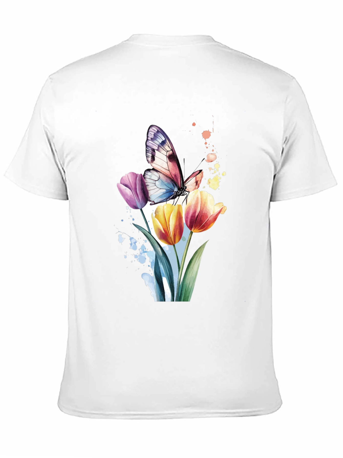 Butterfly & Floral Graphic Black T-Shirt