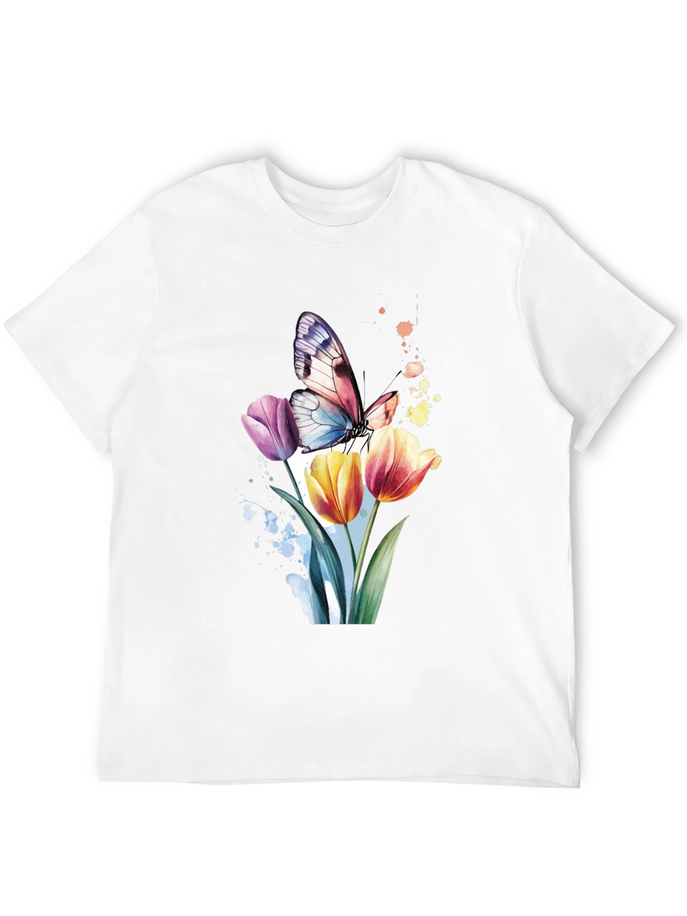 Butterfly & Floral Graphic Black T-Shirt