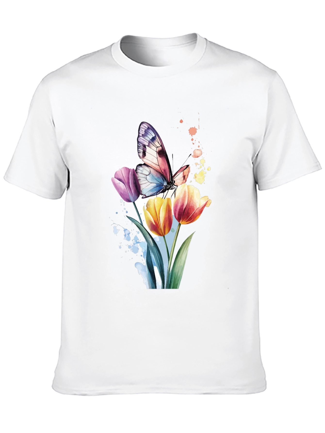 Butterfly & Floral Graphic Black T-Shirt
