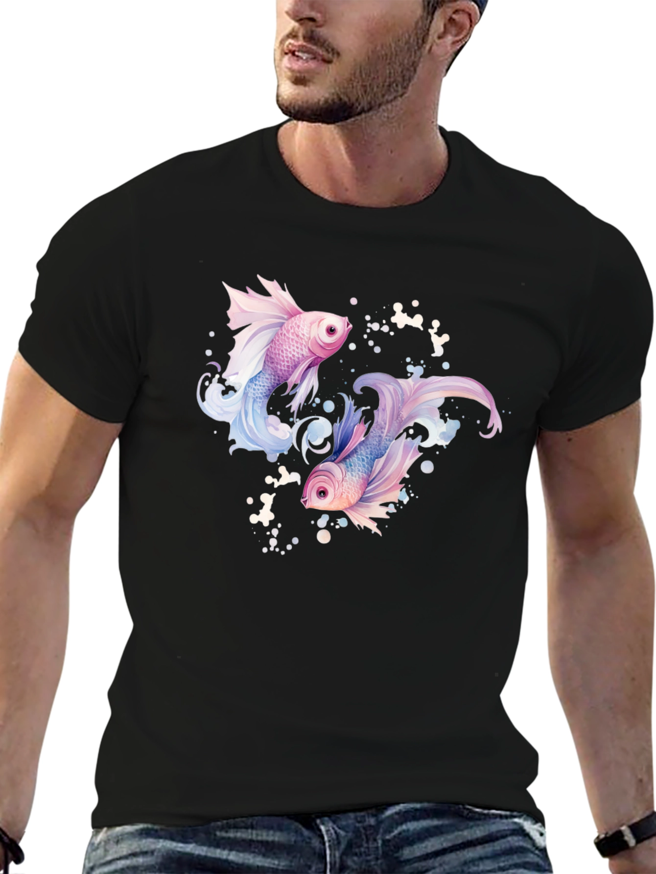 Fish Graphic Black T-Shirt