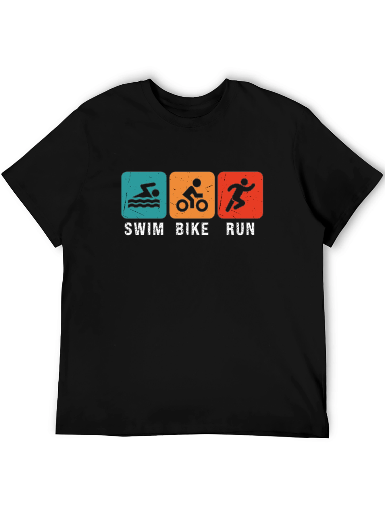 Triathlon Swim Bike Run T-Shirt - Black
