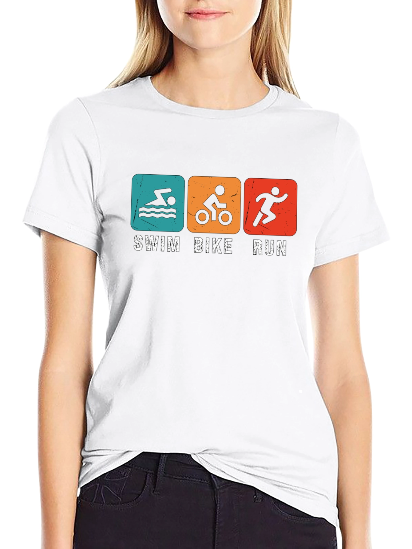 Triathlon Swim Bike Run T-Shirt - Black