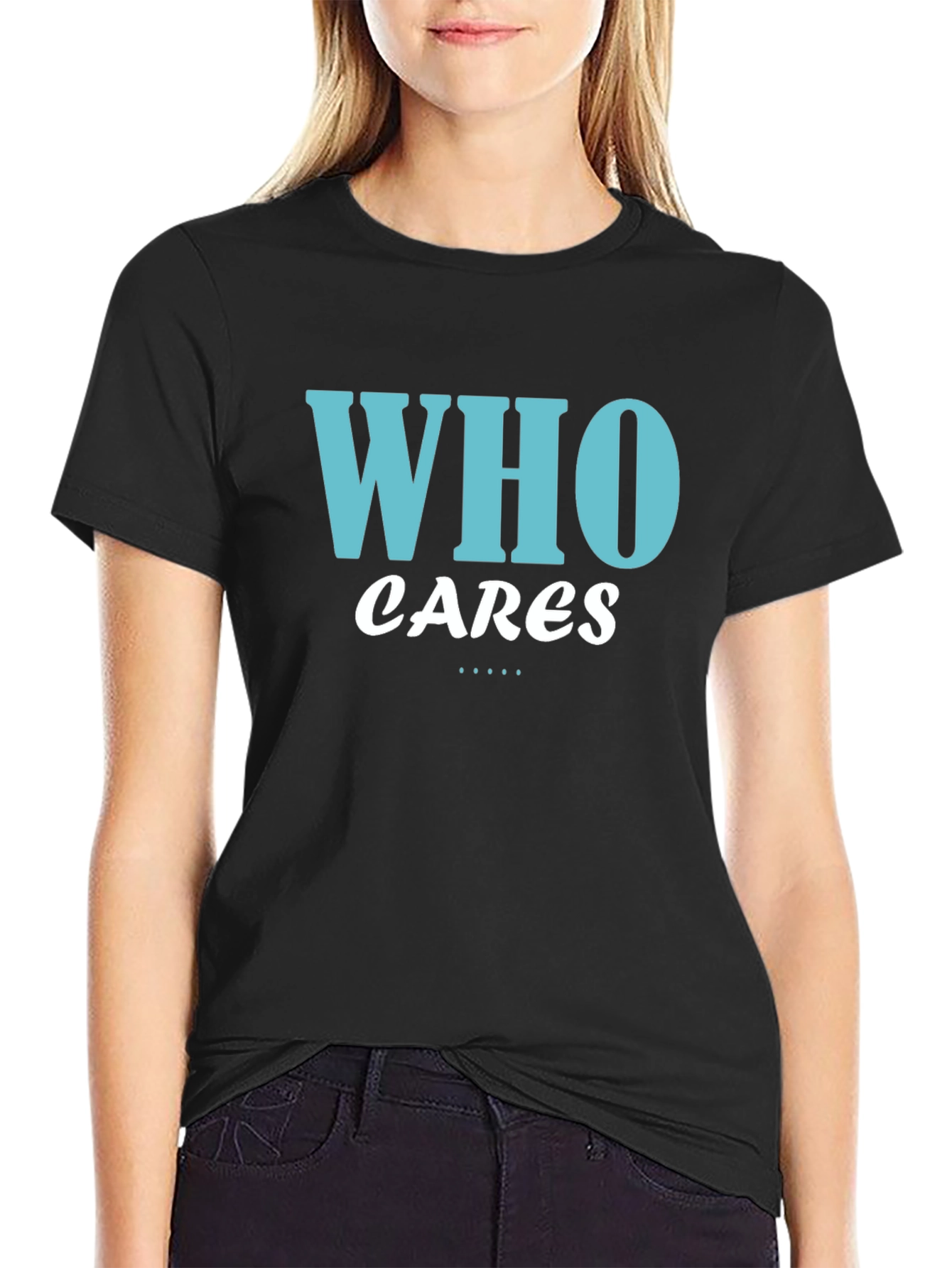 Who Cares Graphic Tee - Black Cotton T-Shirt