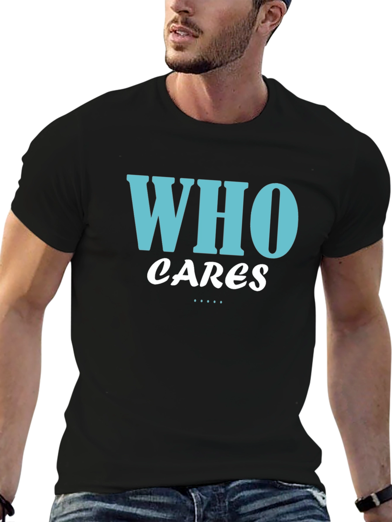 Who Cares Graphic Tee - Black Cotton T-Shirt