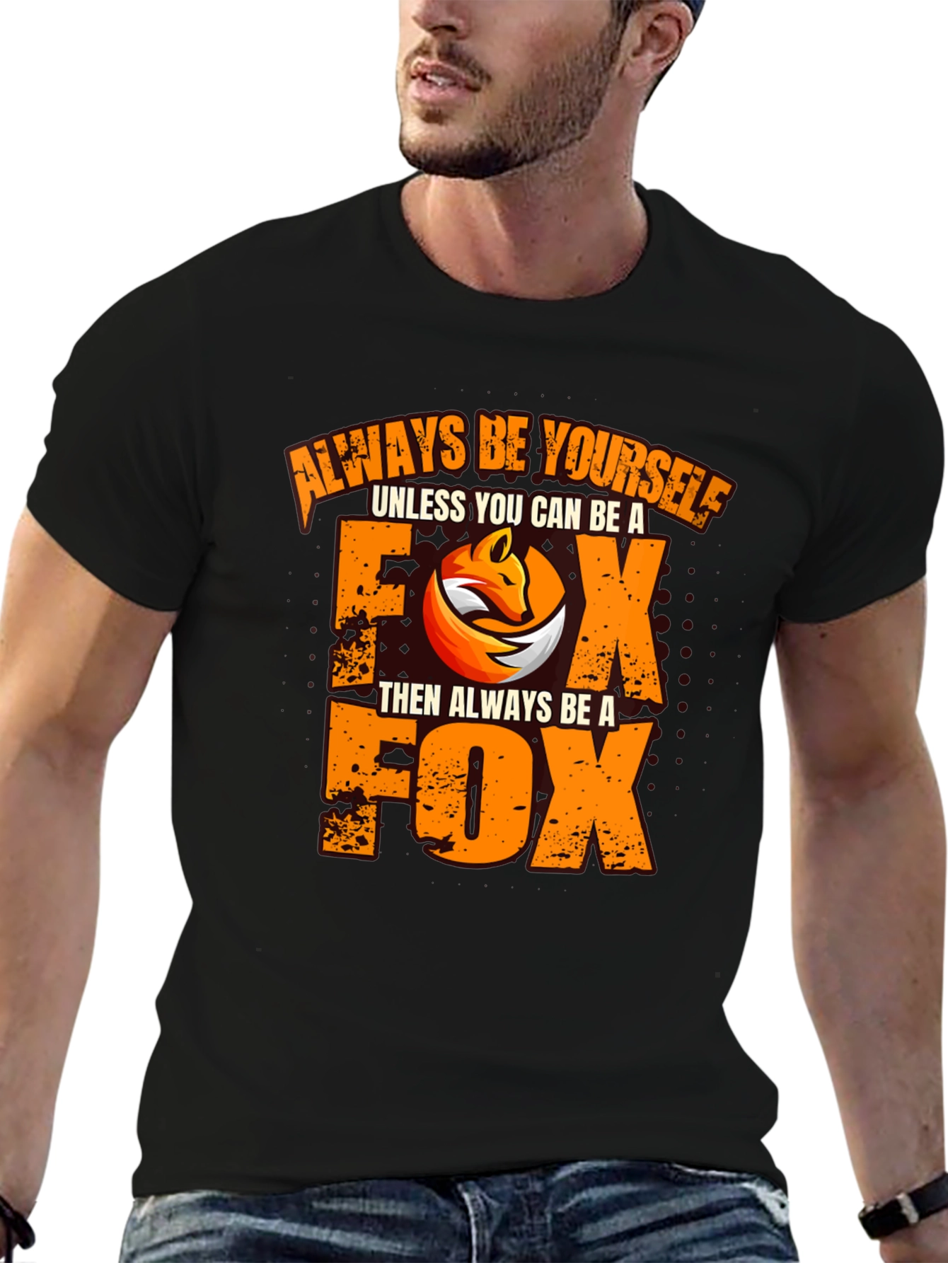 Always Be Yourself Fox Graphic Black T-Shirt