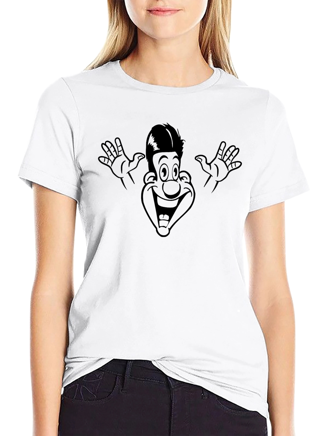 Cartoon Face Graphic Tee - Mens Black T-Shirt