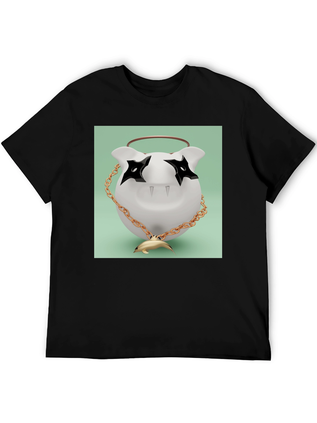 Black T-Shirt with Funky Cartoon Graphic