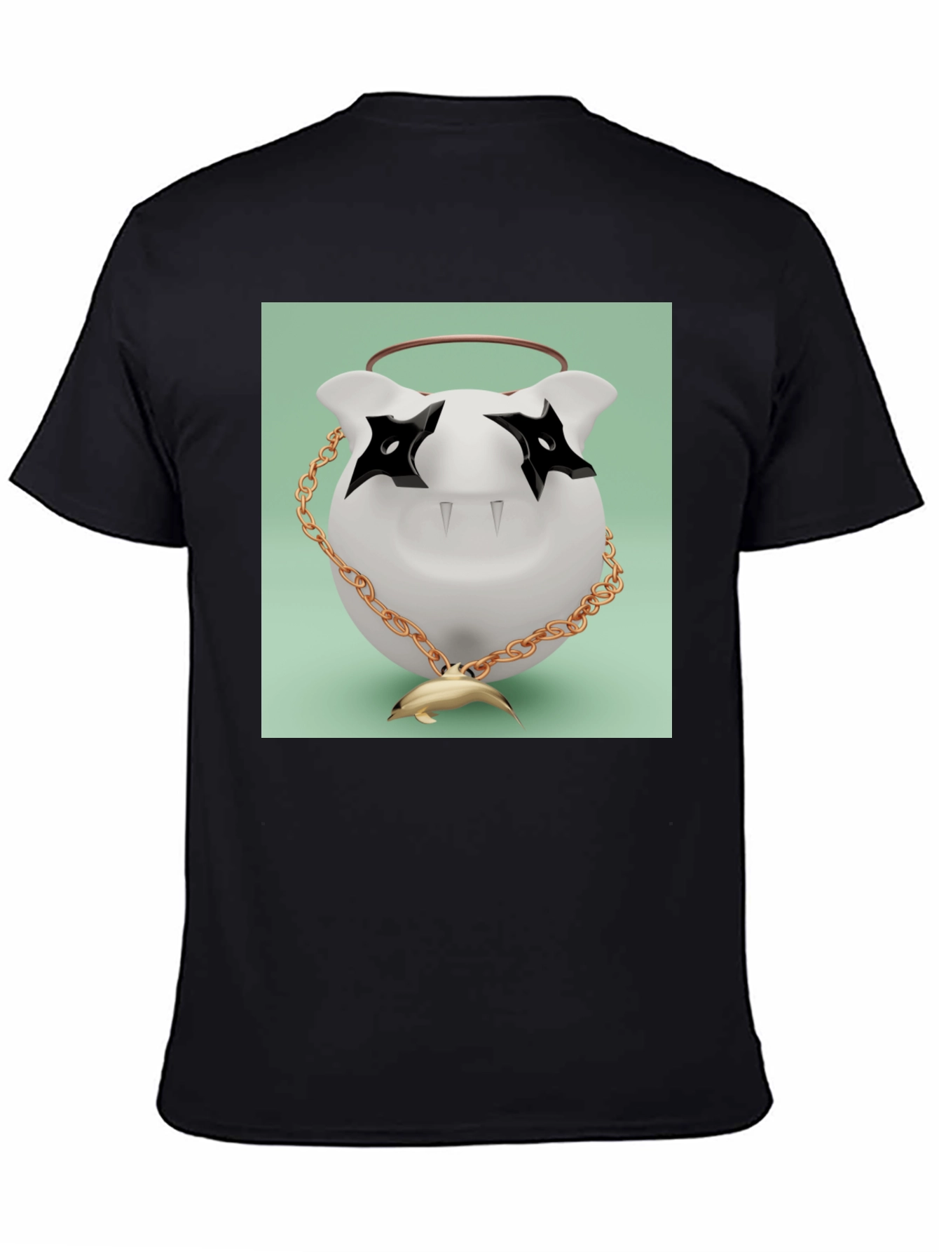 Black T-Shirt with Funky Cartoon Graphic