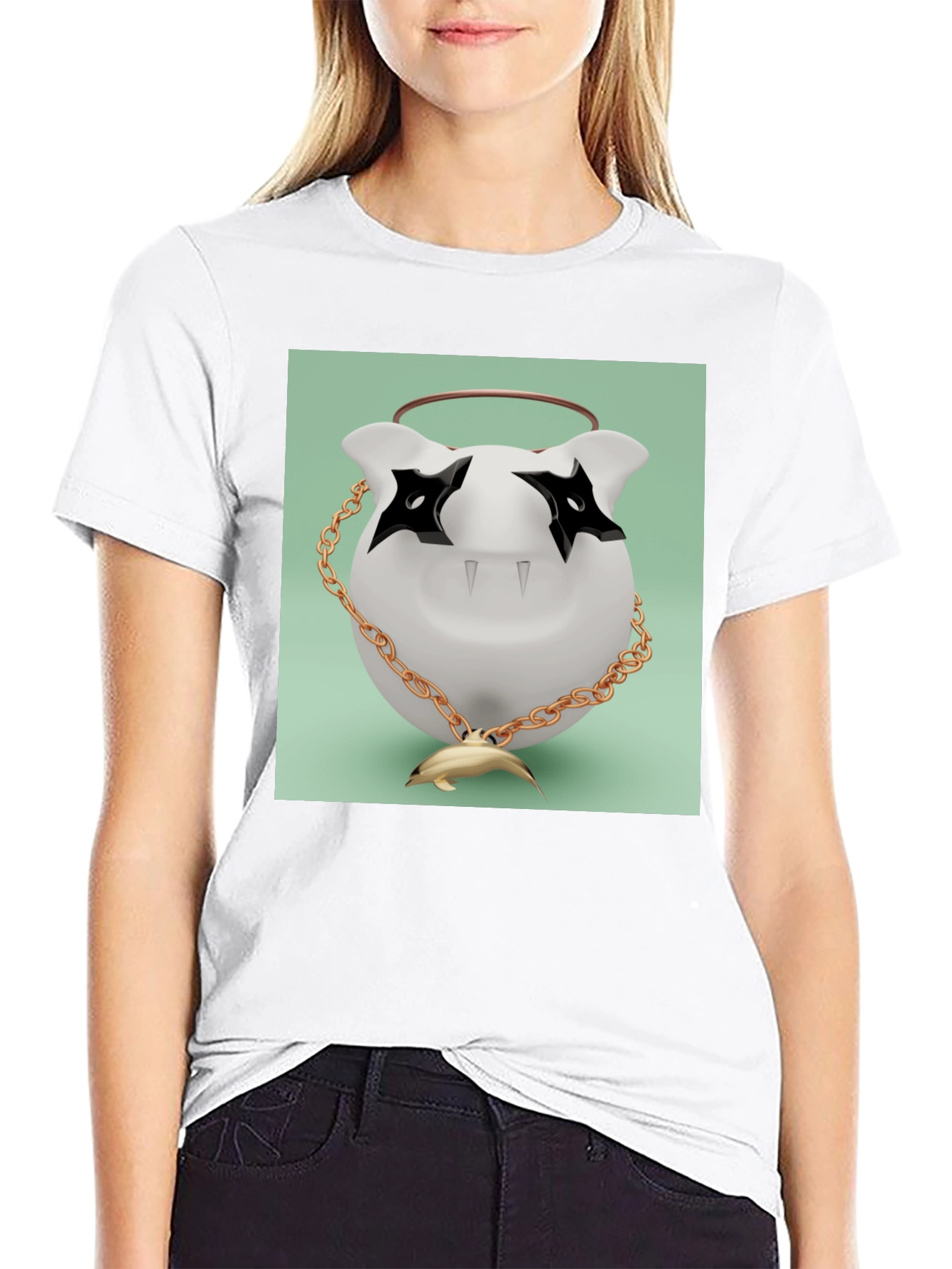 Black T-Shirt with Funky Cartoon Graphic