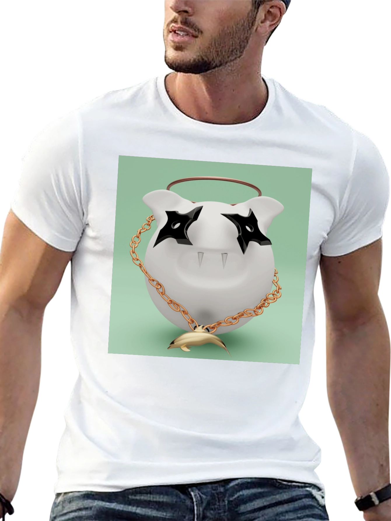 Black T-Shirt with Funky Cartoon Graphic