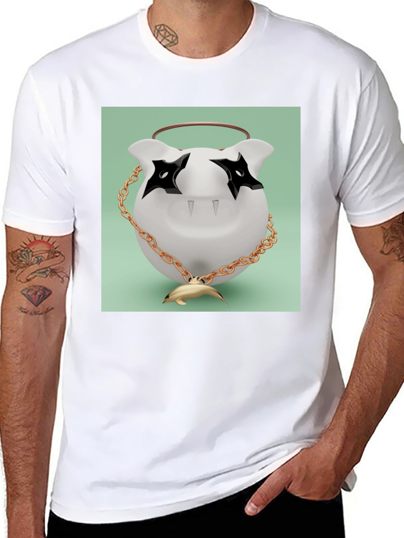 Black T-Shirt with Funky Cartoon Graphic