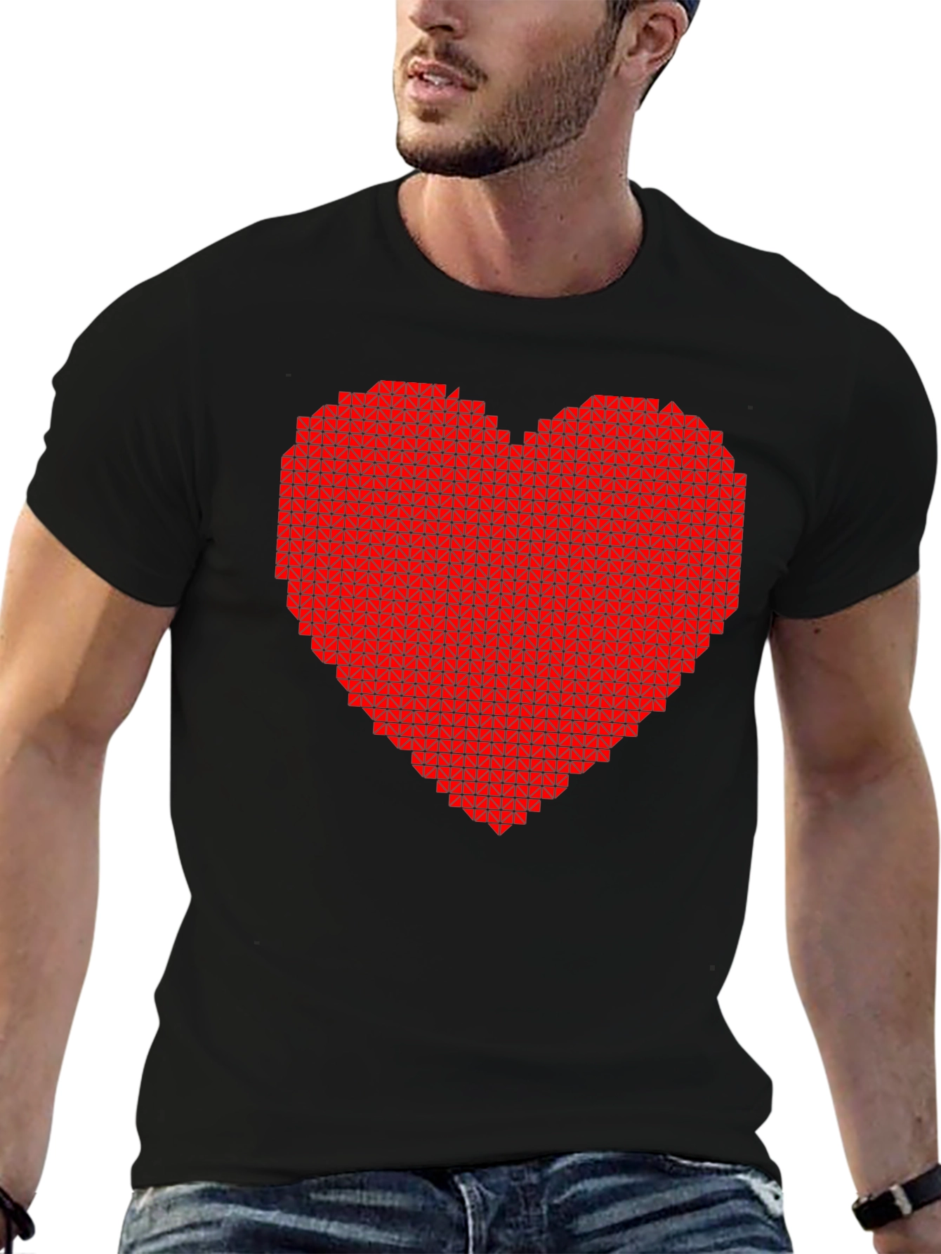 Pixel Heart Graphic T-Shirt - Black