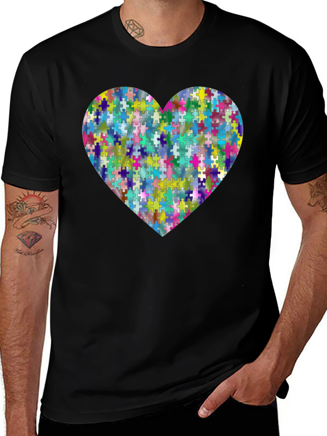 Puzzle Piece Heart Graphic T-Shirt