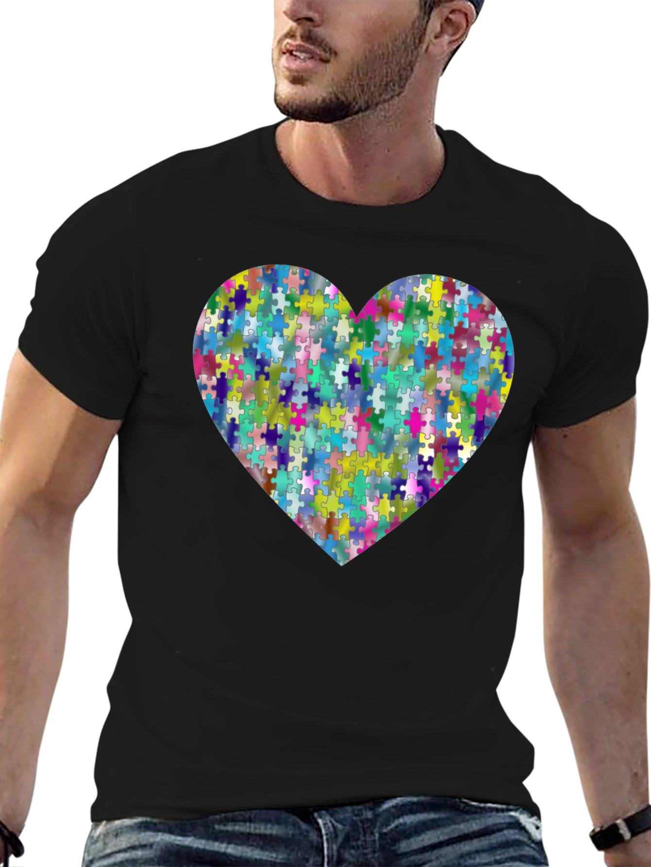 Puzzle Piece Heart Graphic T-Shirt