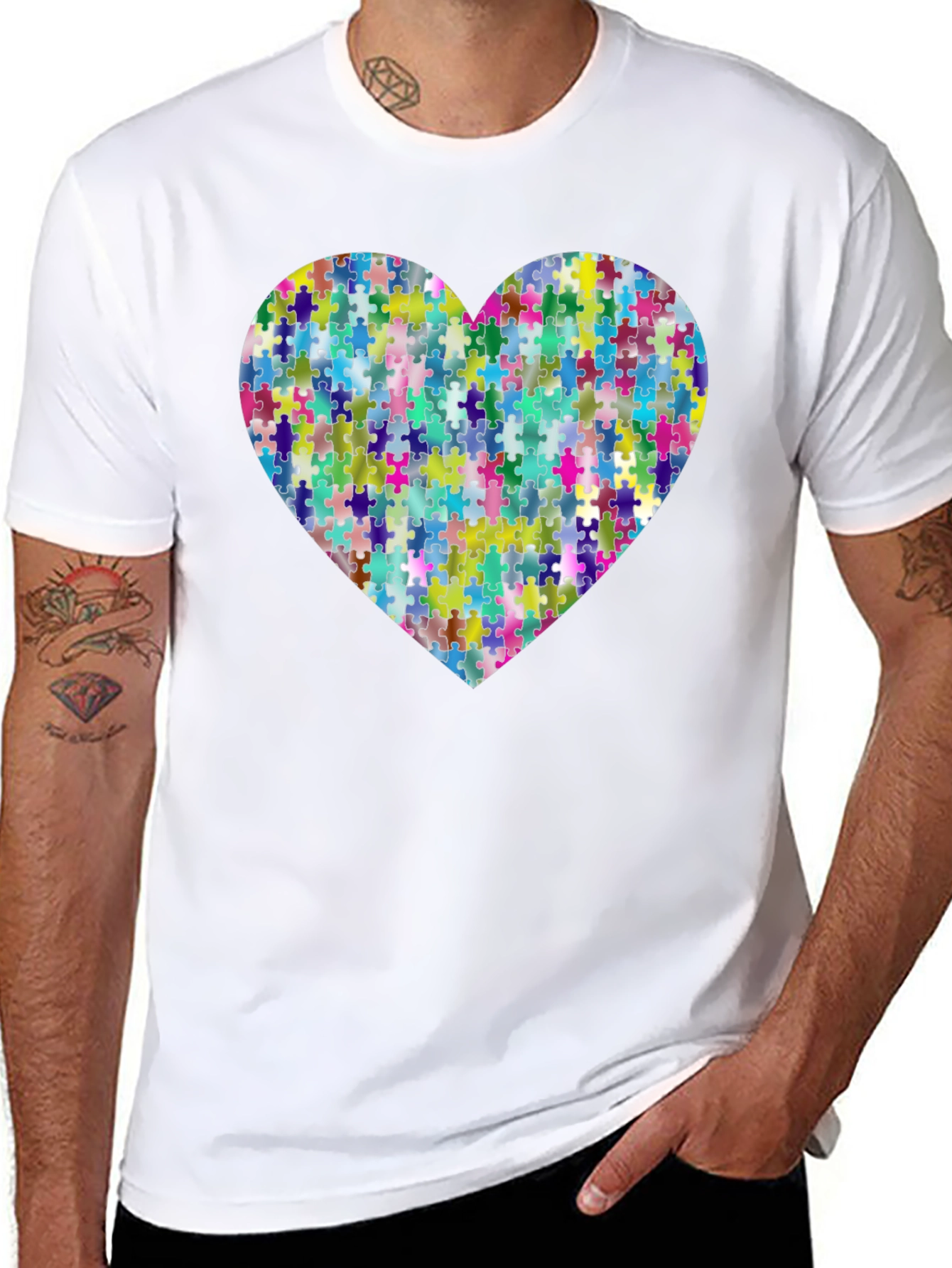 Puzzle Piece Heart Graphic T-Shirt