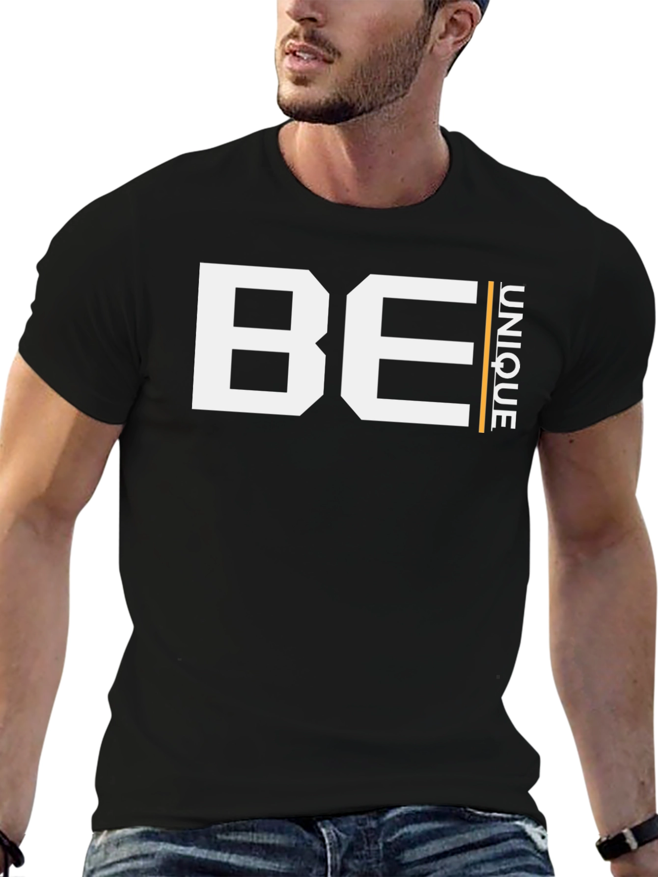Be Unique Graphic Tee - Modern Black T-Shirt