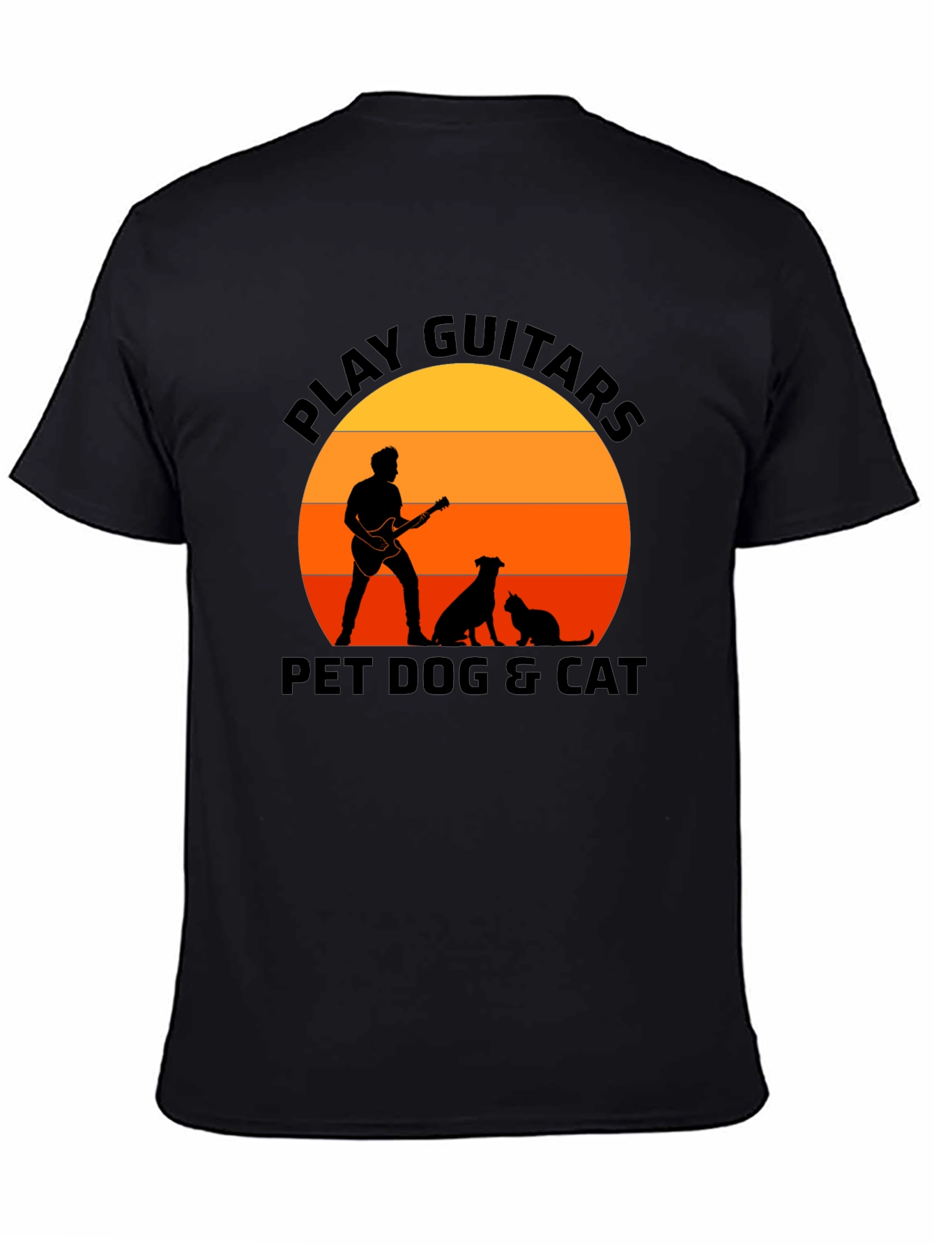 Play Guitars Pet Dog & Cat Black T-Shirt