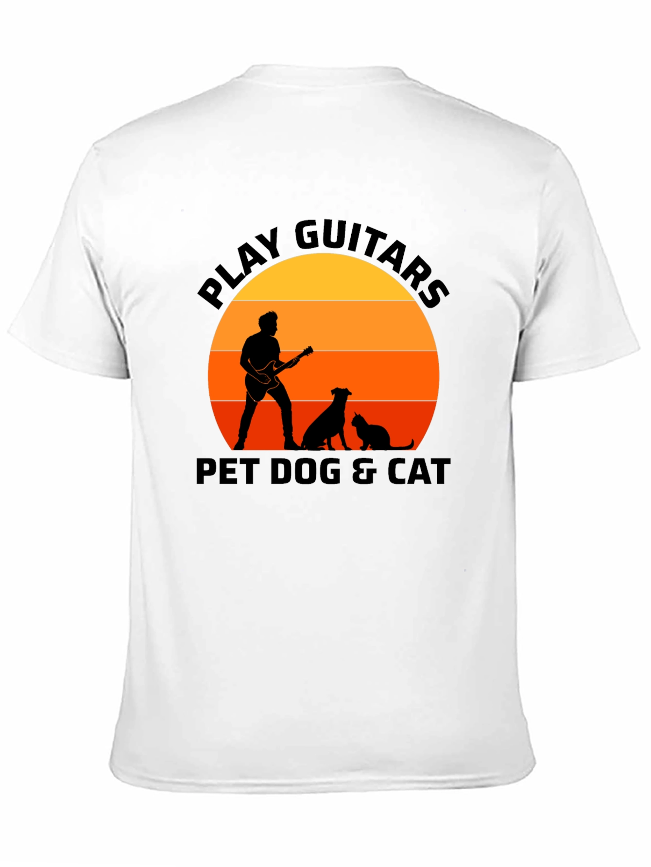 Play Guitars Pet Dog & Cat Black T-Shirt