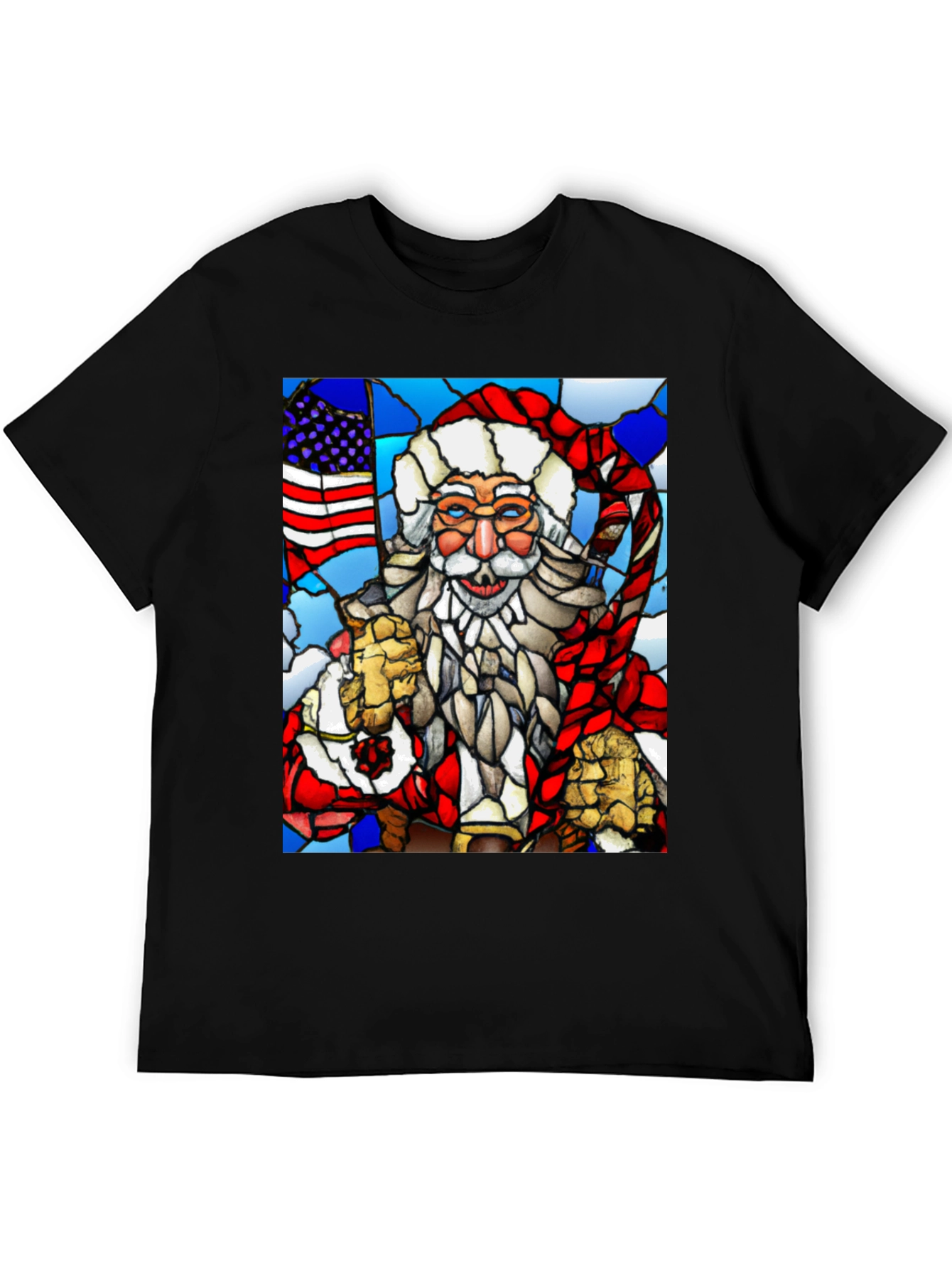 Patriotic Santa Stained Glass T-Shirt