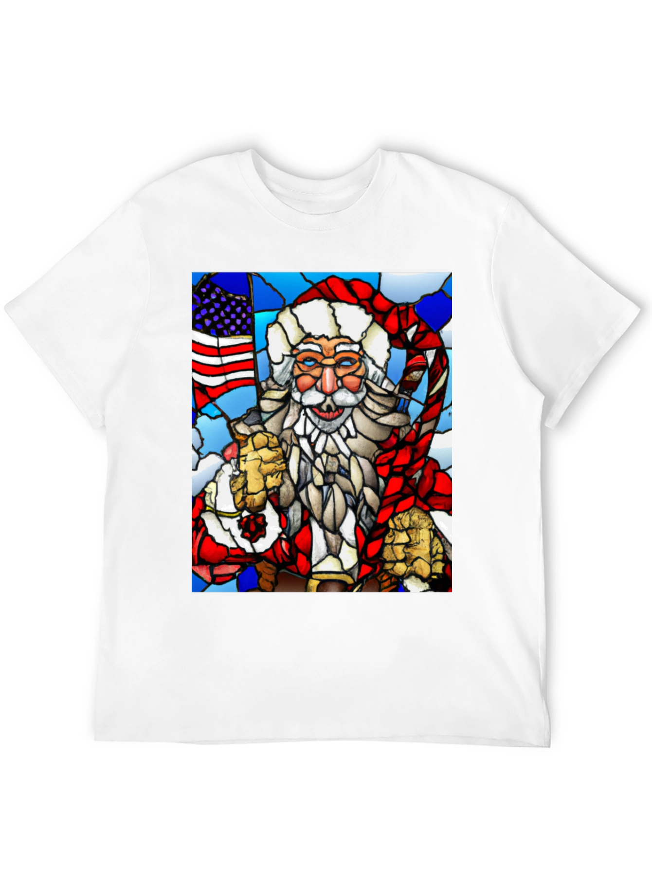 Patriotic Santa Stained Glass T-Shirt