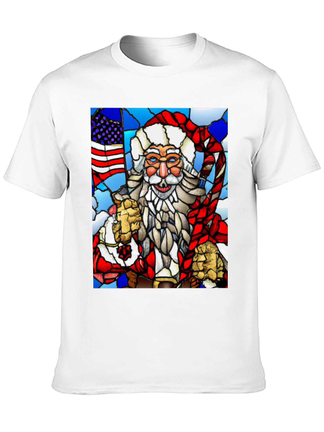 Patriotic Santa Stained Glass T-Shirt
