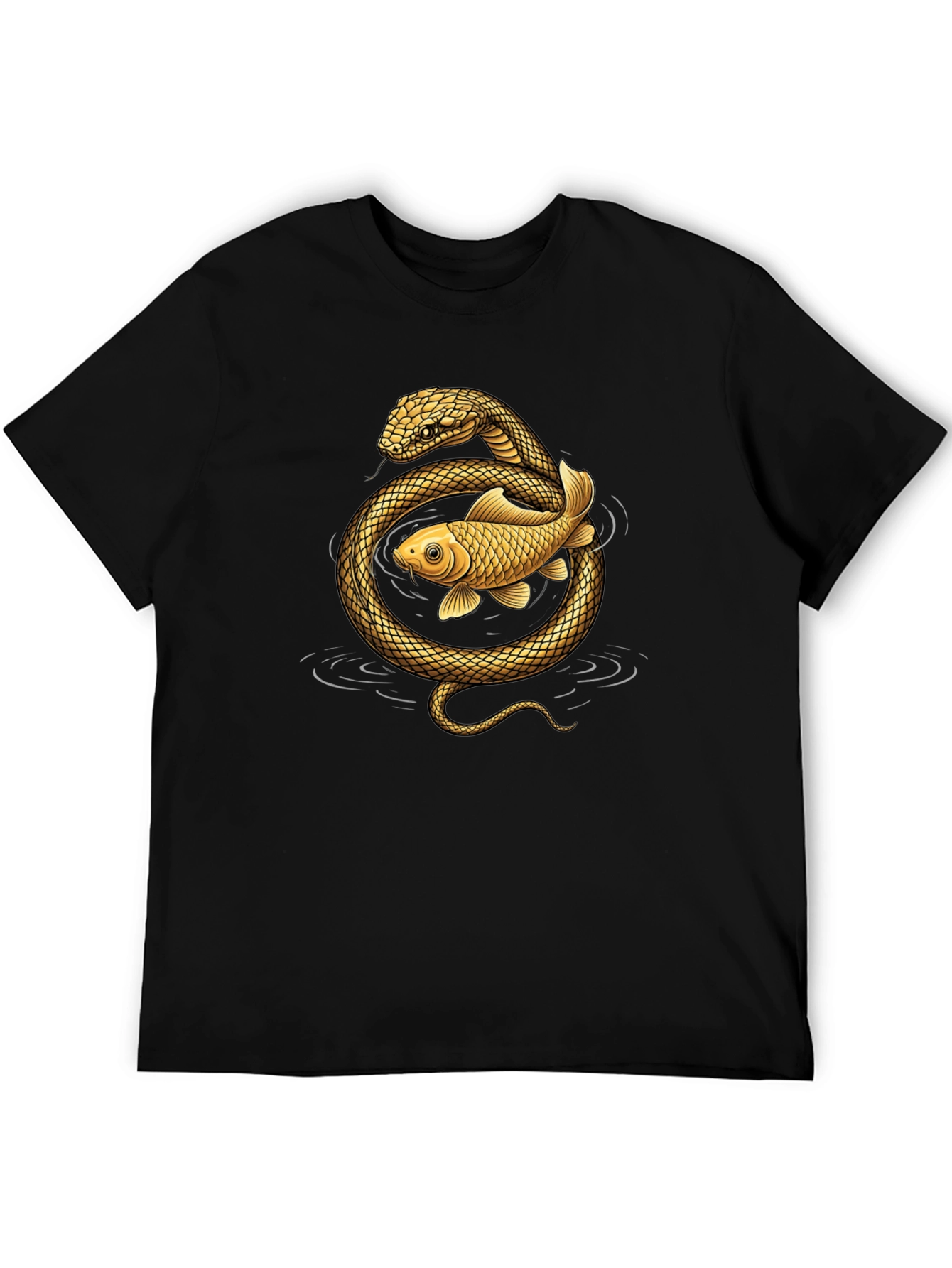 Snake & Koi Fish Graphic T-Shirt