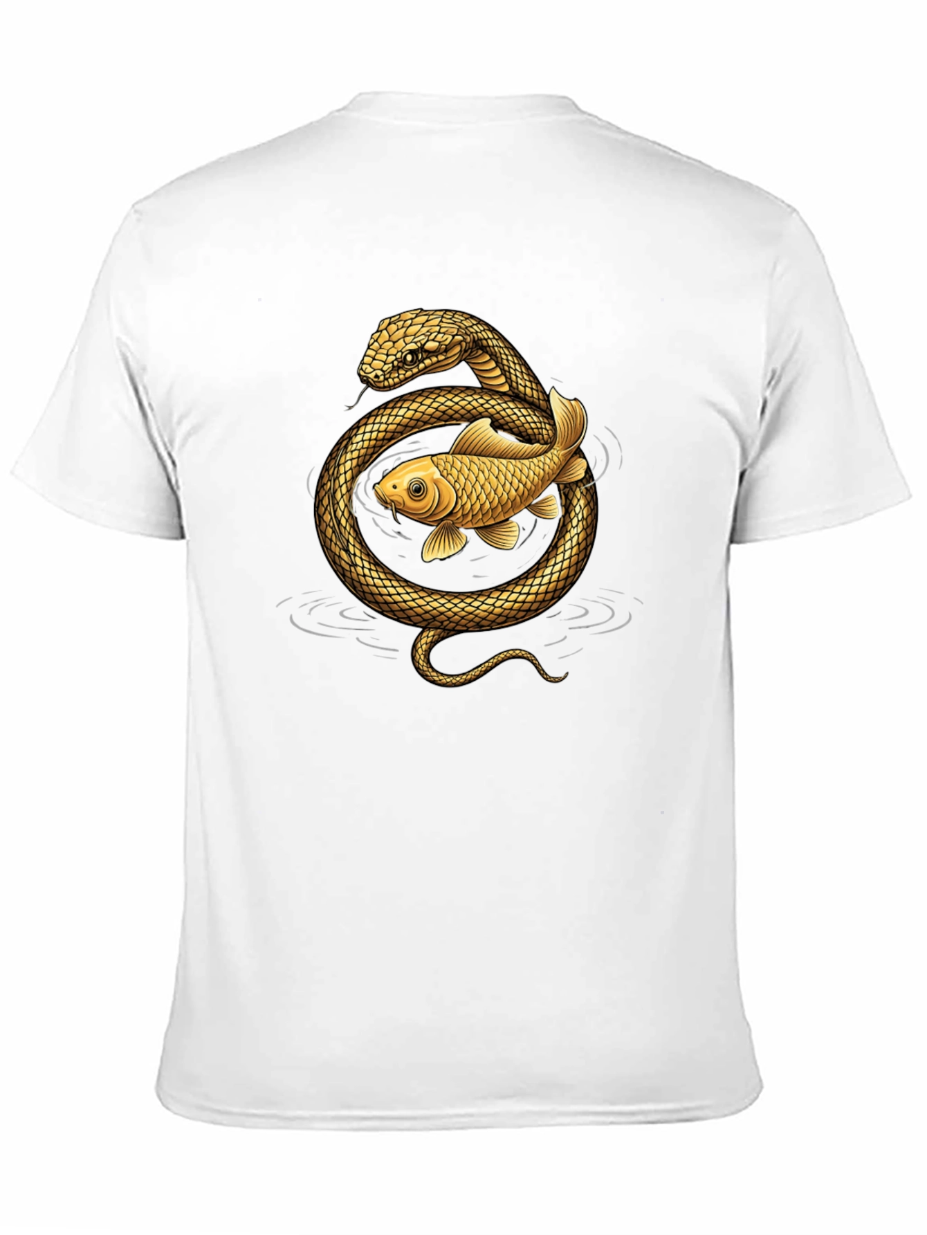 Snake & Koi Fish Graphic T-Shirt
