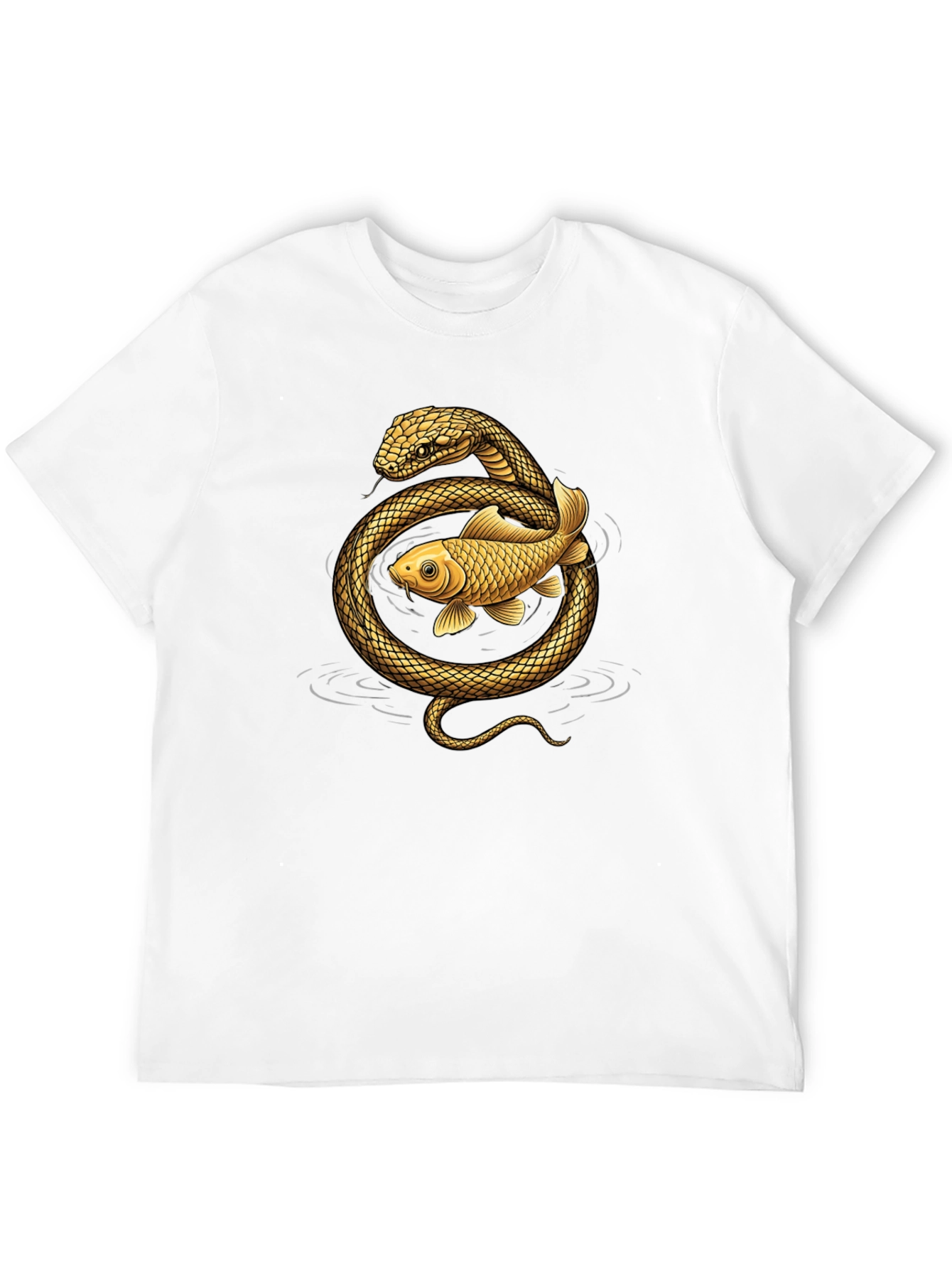 Snake & Koi Fish Graphic T-Shirt