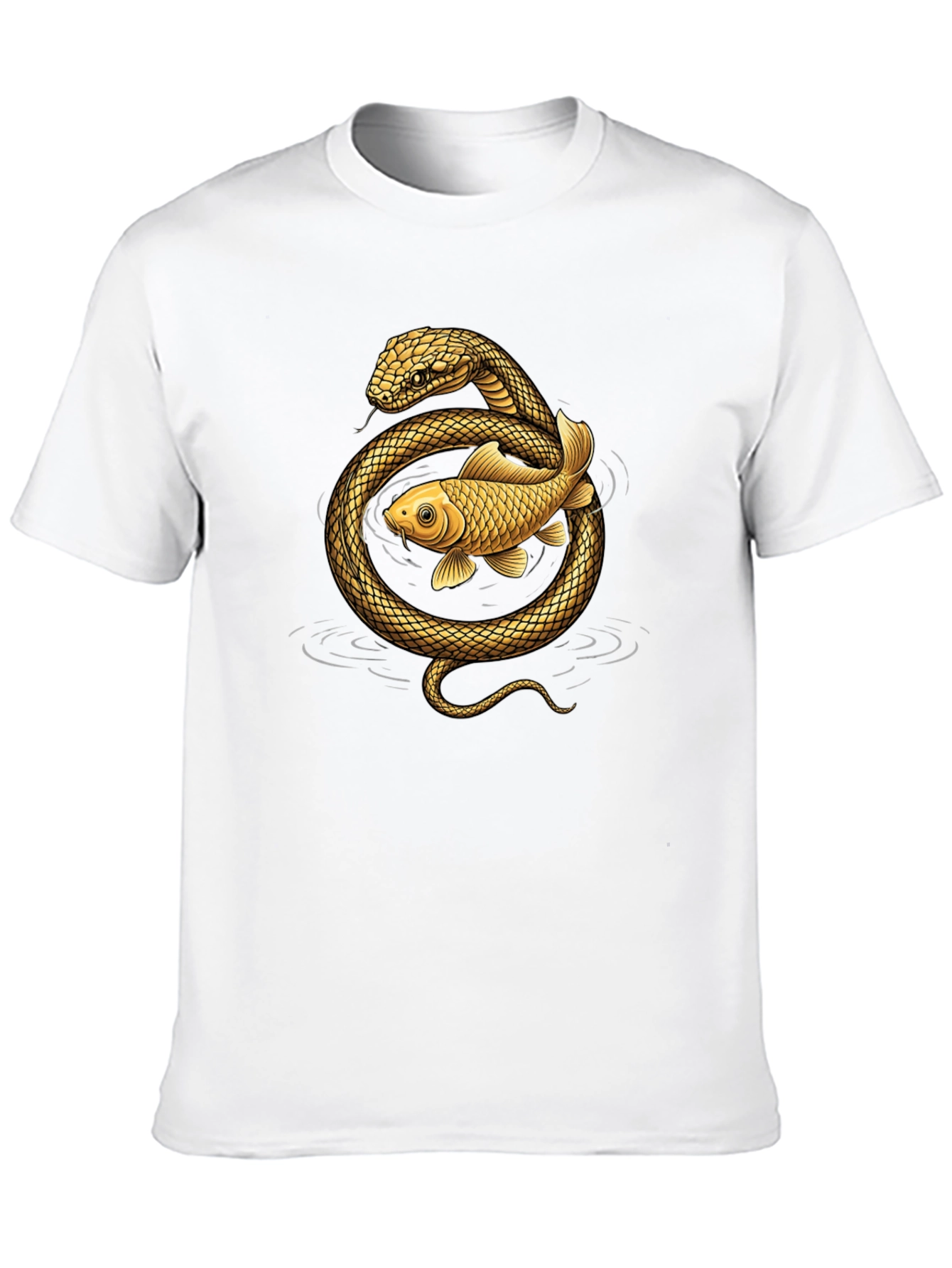 Snake & Koi Fish Graphic T-Shirt