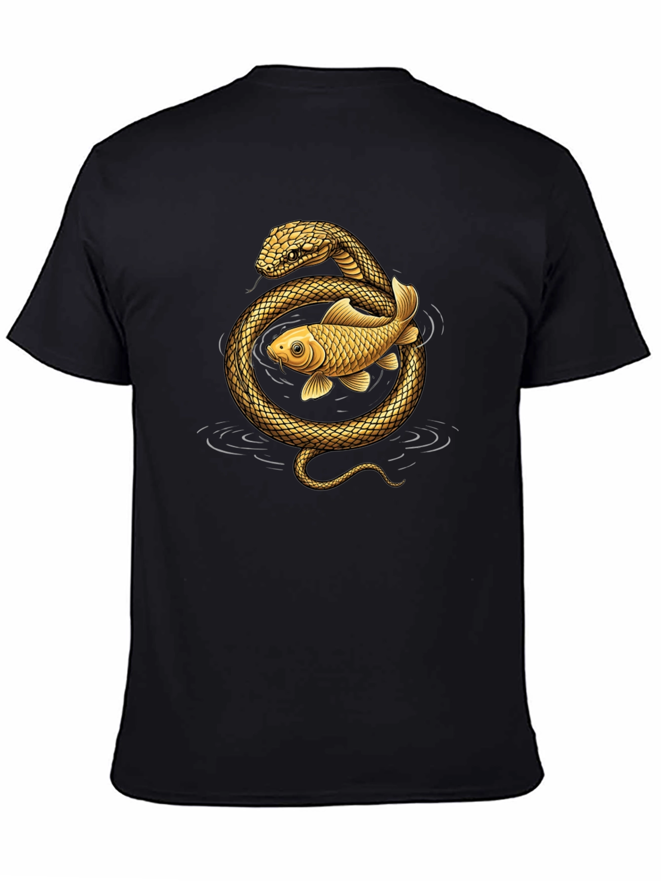 Snake & Koi Fish Graphic T-Shirt
