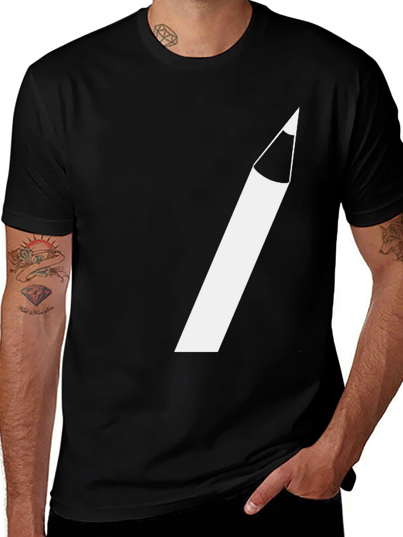 Pencil Graphic Tee - Creative Black T-Shirt