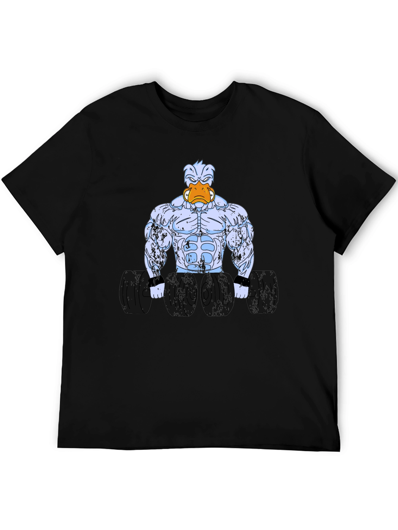 Duck Muscle T-Shirt - Black Cartoon Graphic Tee