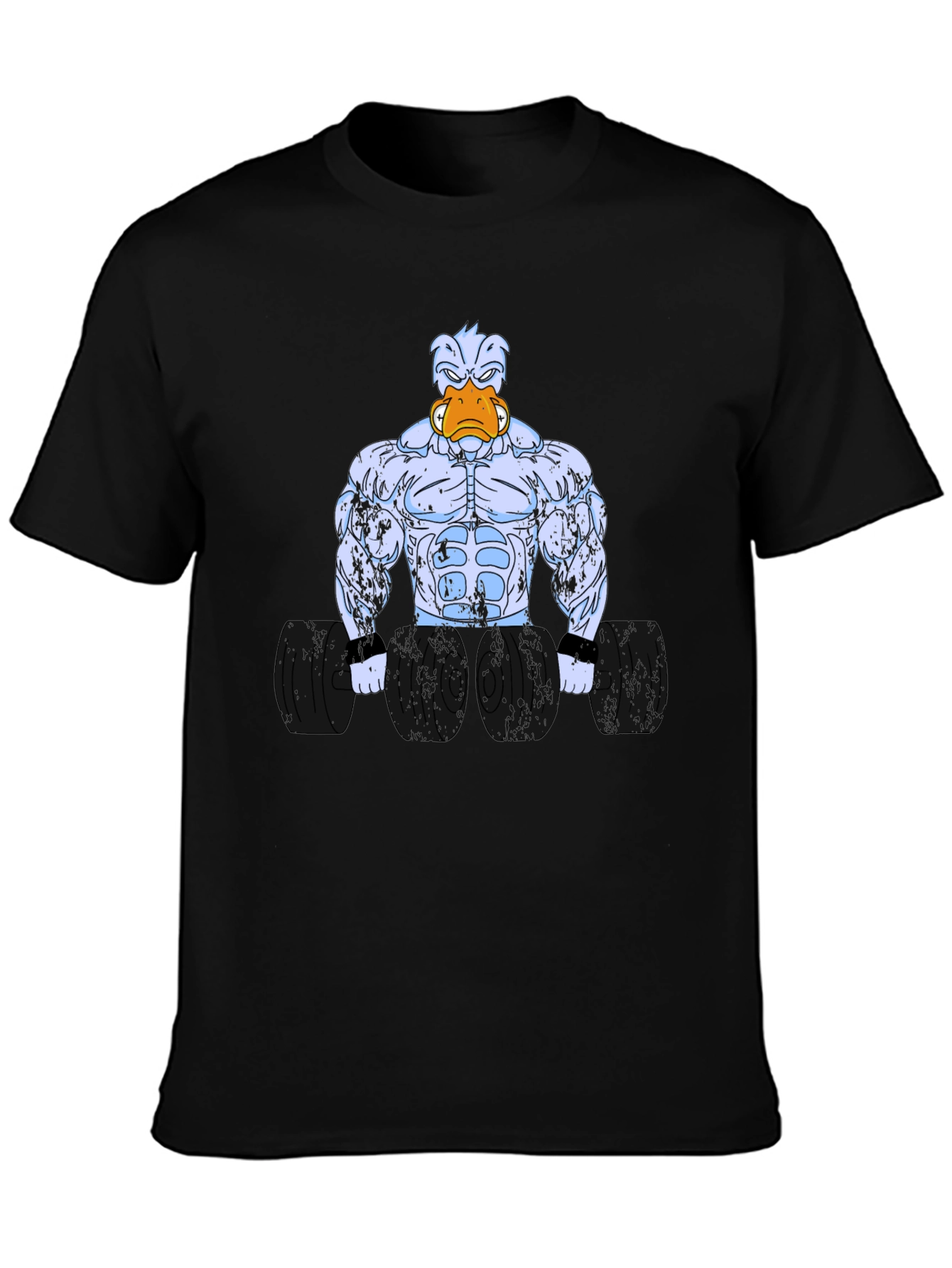 Duck Muscle T-Shirt - Black Cartoon Graphic Tee