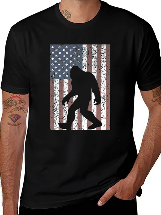 Bigfoot American Flag Graphic T-Shirt