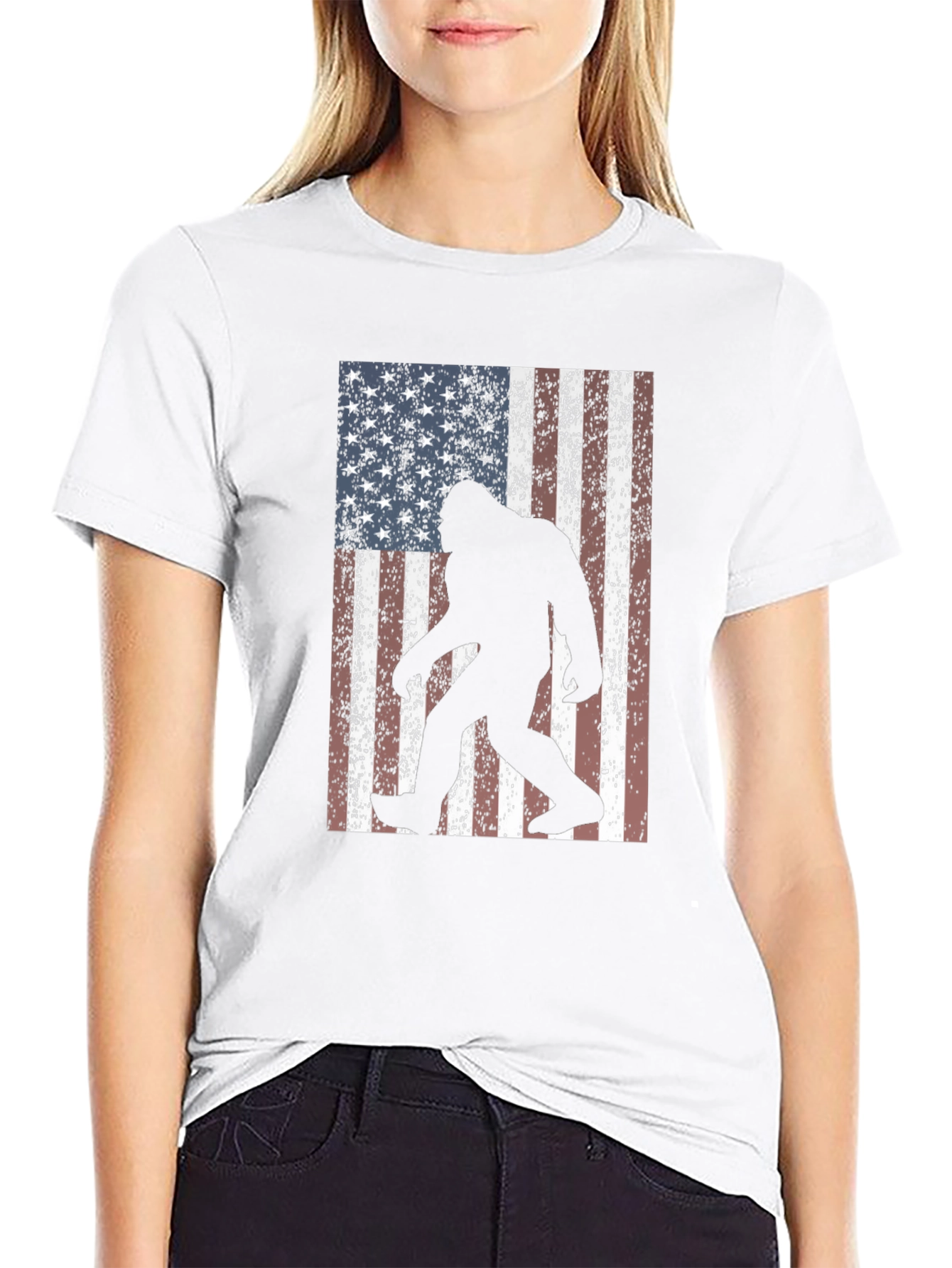 Bigfoot American Flag Graphic T-Shirt