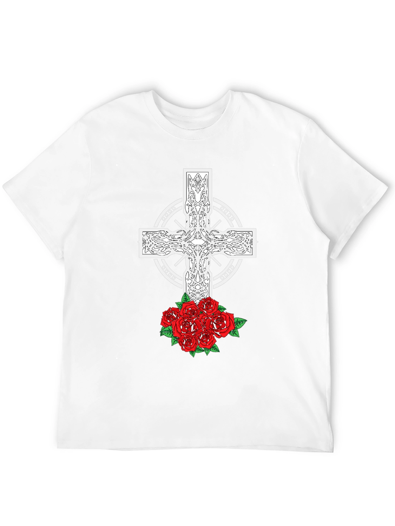 Celtic Cross and Roses Graphic Tee