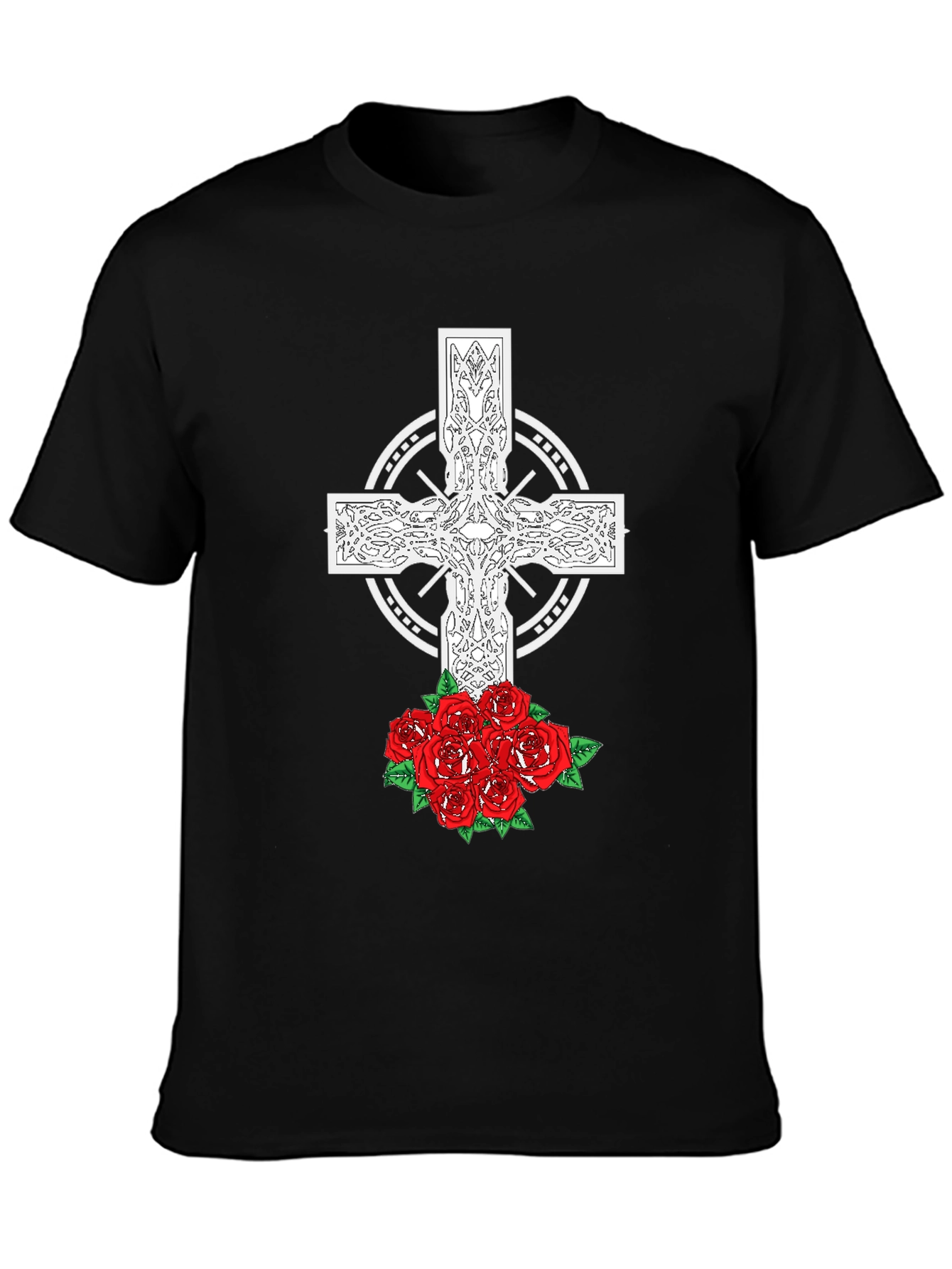 Celtic Cross and Roses Graphic Tee