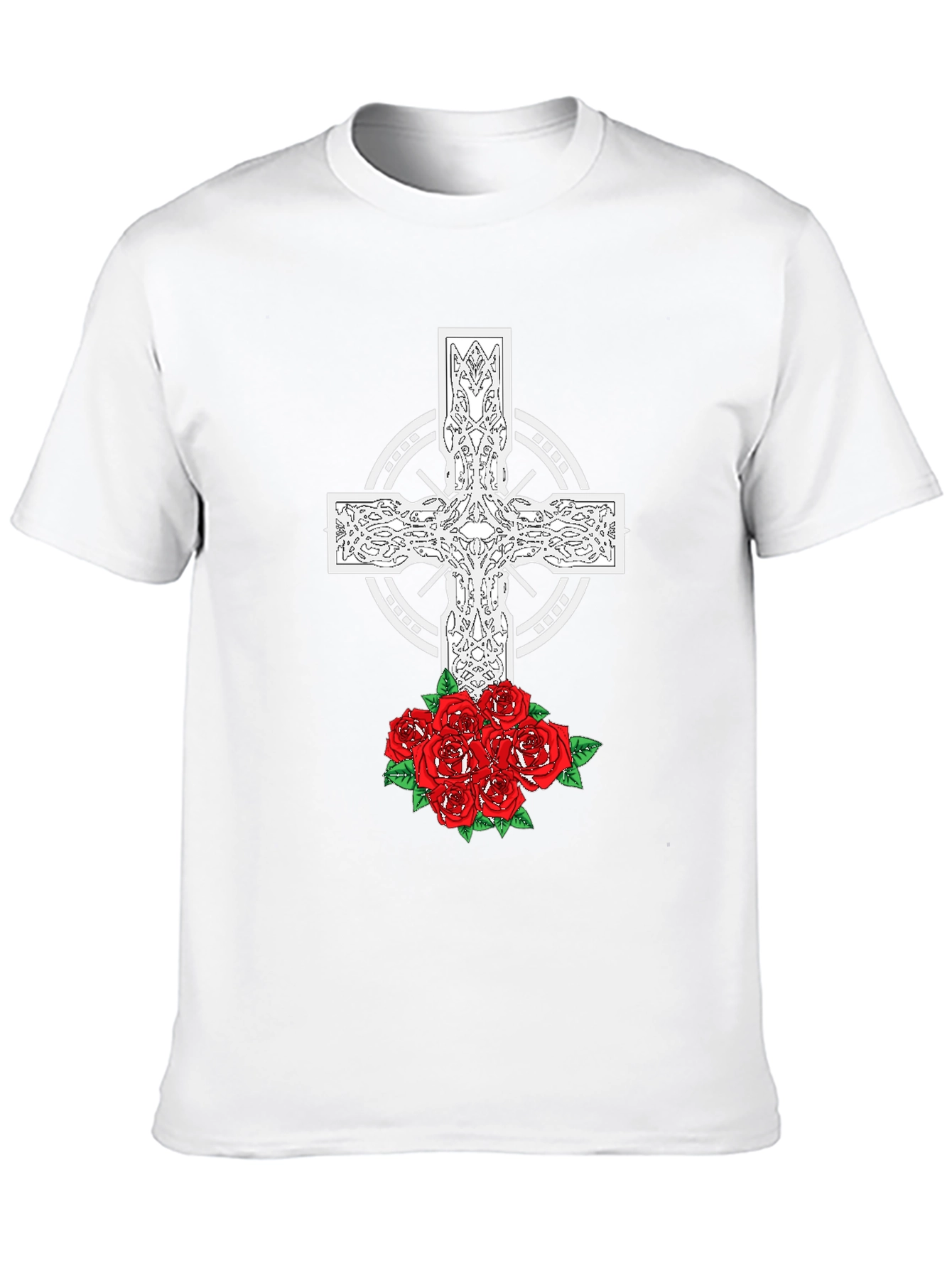 Celtic Cross and Roses Graphic Tee