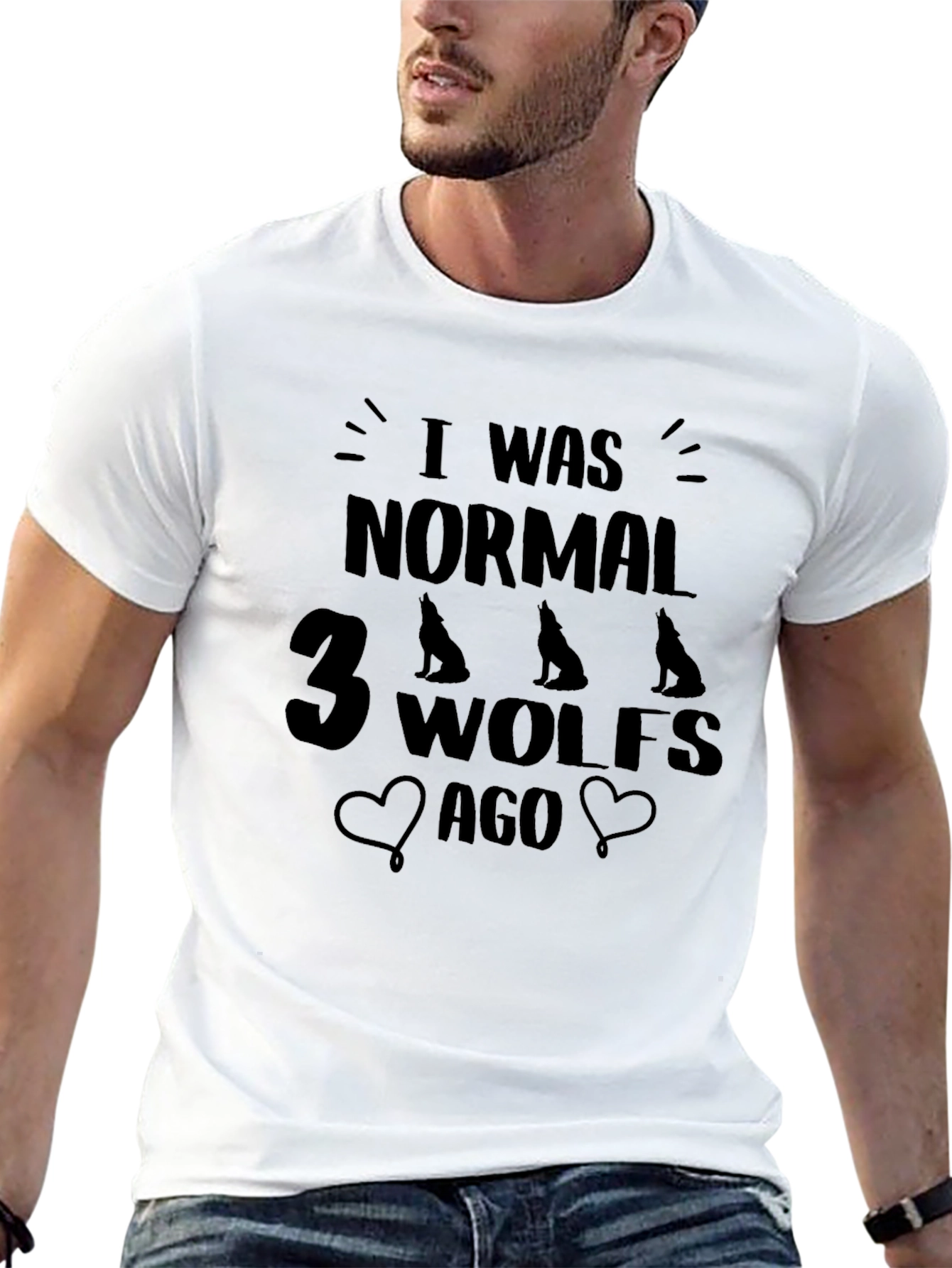 I Was Normal 3 Wolves Ago Black T-Shirt