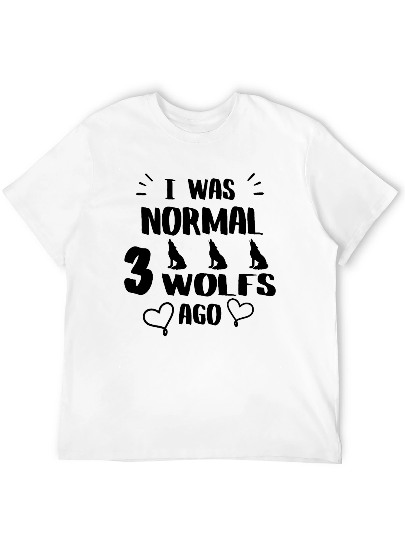 I Was Normal 3 Wolves Ago Black T-Shirt